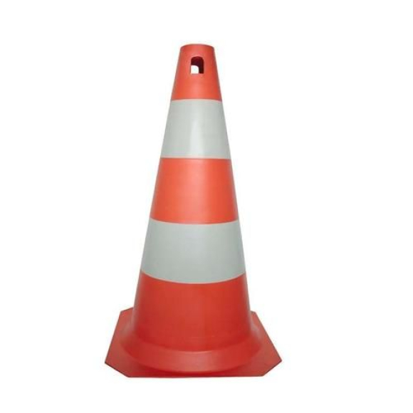 Cone de sinalização rígido 50cm laranja e branco