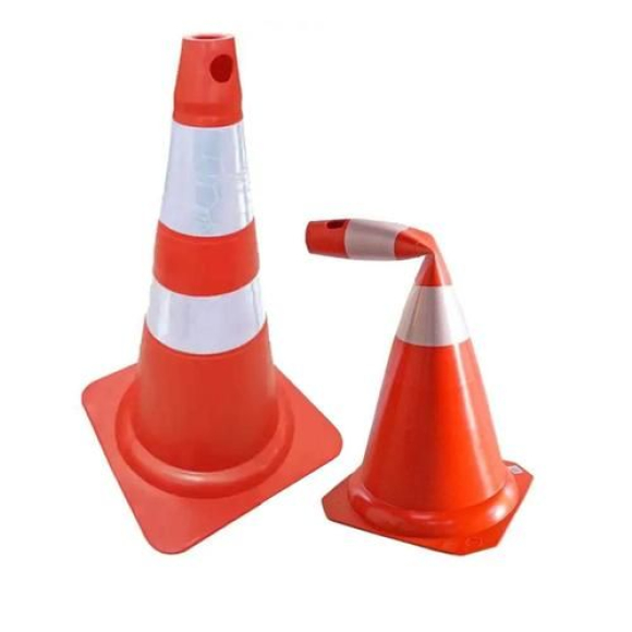 Cone de sinalização flexível 75cm laranja e branco
